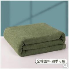 沐凡 毛巾被 纯棉四季军绿色老式毛毯军训单人全棉毛巾毯夏季空调毯子